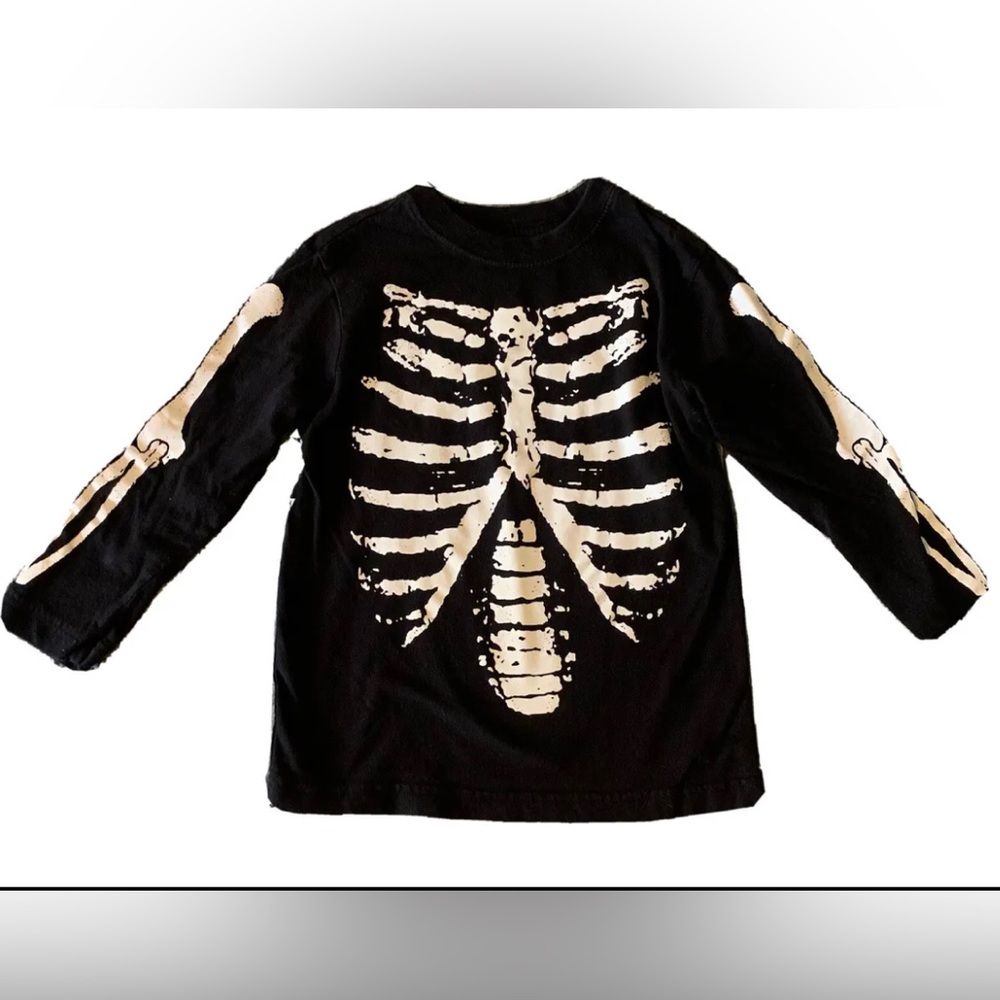 The Children’s Place Skeleton Long Sleeve Shirt Halloween Top Youth Size XS